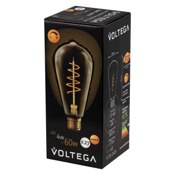 Диммируемая светодиодная лампа колба Voltega E27 4W (соответствует 60 Вт) 300Lm 2000К (желтый) 7077-5