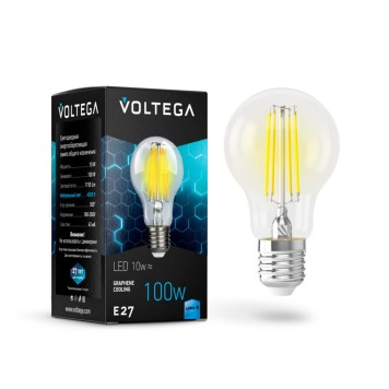 Комплект светодиодных ламп Voltega 220V E27 10W (соответствует 100 Вт) 1150Lm 4000K (белый) 7101, 10 штук