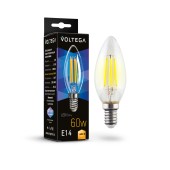 Светодиодная лампа филаментная свеча Voltega Crystal Candle E14 6W (соответствует 60 Вт) 660Lm 3000К (теплый белый) 7198