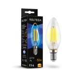 Диммируемая светодиодная лампа филаментная свеча Voltega Crystal Candle E14 5W (соответствует 50 Вт) 500Lm 3000К (теплый белый) 7200