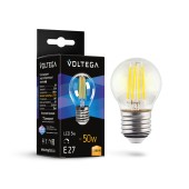 Диммируемая светодиодная лампа филаментная Voltega Crystal Globe E27 5W (соответствует 50 Вт) 500Lm 2700К (теплый белый) 7201