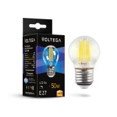 Диммируемая светодиодная лампа филаментная Voltega Crystal Globe E27 5W (соответствует 50 Вт) 500Lm 3000К (теплый белый) 7202