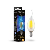 Светодиодная лампа филаментная свеча на ветру Voltega Crystal Candle wind E14 6W (соответствует 60 Вт) 700Lm 3000К (теплый белый) 7209