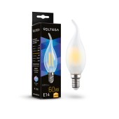 Светодиодная лампа филаментная свеча на ветру Voltega Crystal Candle wind matt E14 6W (соответствует 60 Вт) 700Lm 3000К (теплый белый) 7210