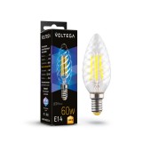 Светодиодная лампа филаментная свеча Voltega Crystal Candle corn E14 6W (соответствует 60 Вт) 700Lm 3000К (теплый белый) 7211