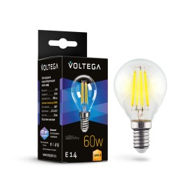 Светодиодная лампа филаментная Voltega Crystal Globe E14 6W (соответствует 60 Вт) 700Lm 3000К (теплый белый) 7213