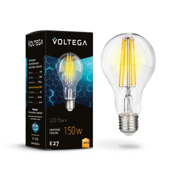 Светодиодная лампа филаментная Voltega Crystal Graphene E27 15W (соответствует 150 Вт) 1700Lm 3000К (теплый белый) 7226