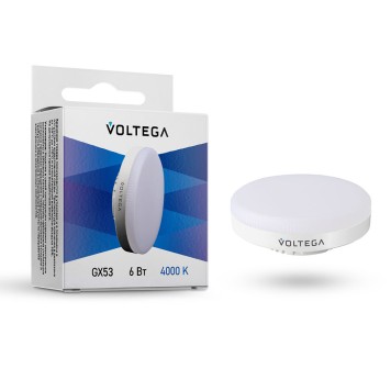 Cветодиодная лампа Voltega 220V GX53 6W (соответствует 60 Вт) 450Lm 4000K (нейтральный белый) 7771