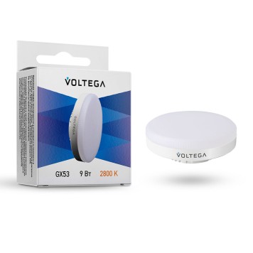 Cветодиодная лампа Voltega 220V GX53 9W (соответствует 60 Вт) 650Lm 2800K (теплый белый) 7772