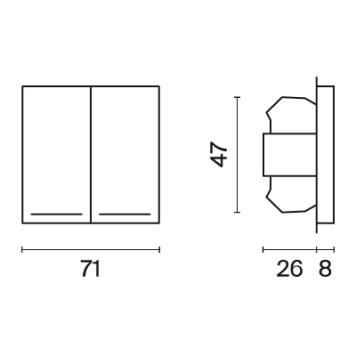 Выключатель 2-клавишный с подсветкой Voltum S70 06 VLS020206-5