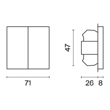 Выключатель 2-клавишный проходной Voltum S70 02 VLS020302-3
