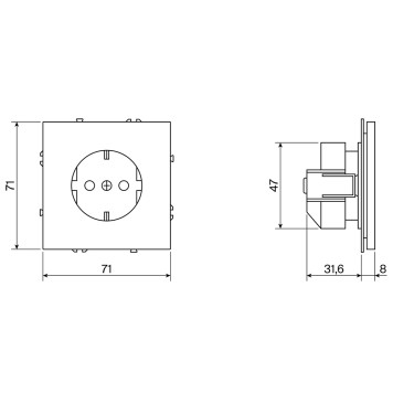 Розетка с заземлением и шторками Voltum S70 02 VLS040202-4