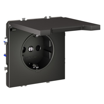 Розетка с заземлением, крышкой и шторками Voltum S70 06 VLS040306