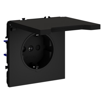 Розетка с заземлением, крышкой и шторками Voltum S70 08 VLS040308