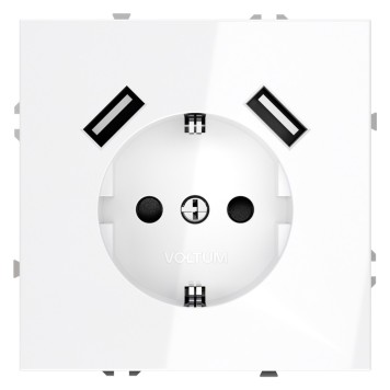 Розетка с заземлением, шторками и USB тип A+A Voltum S70 01 VLS040401-1