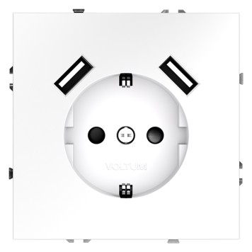 Розетка с заземлением, шторками и USB тип A+A Voltum S70 02 VLS040402-1
