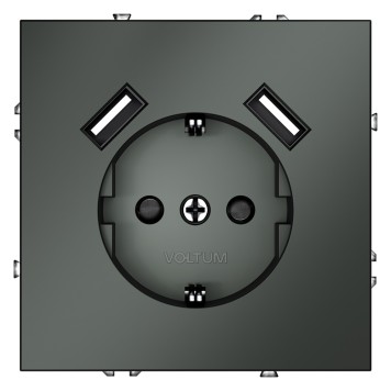 Розетка с заземлением, шторками и USB тип A+A Voltum S70 06 VLS040406-1