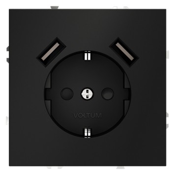 Розетка с заземлением, шторками и USB тип A+A Voltum S70 08 VLS040408-1