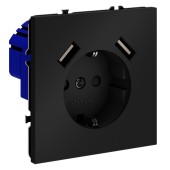 Розетка с заземлением, шторками и USB тип A+A Voltum S70 08 VLS040408