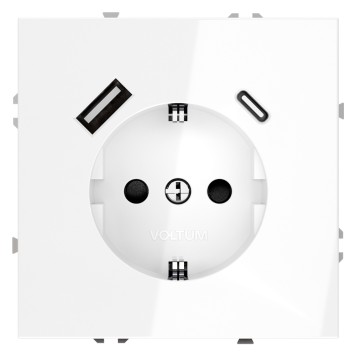 Розетка с заземлением, шторками и USB тип A+С Voltum S70 01 VLS040501-4
