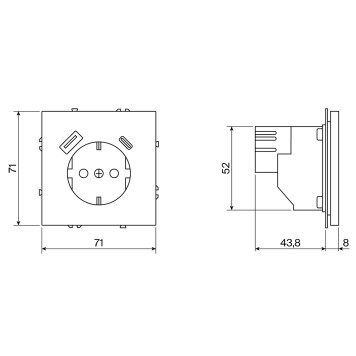 Розетка с заземлением, шторками и USB тип A+С Voltum S70 06 VLS040506-3