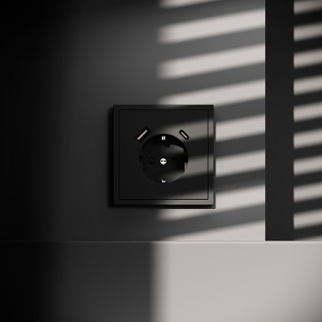 Розетка с заземлением, шторками и USB тип A+С Voltum S70 08 VLS040508-2