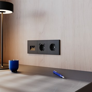 Розетка с заземлением, шторками и USB тип A+С Voltum S70 08 VLS040508-3