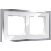 Рамка на 2 поста Werkel Baguette белый/серебро W0022850