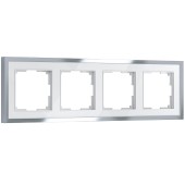 Рамка на 4 поста Werkel Baguette белый/серебро W0042850