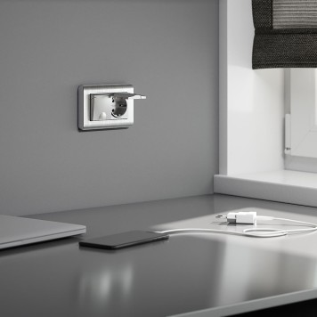 Рамка для двойной розетки Werkel Stream серебряный W0082106-1