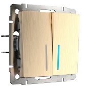Выключатель 2-клавишный с подсветкой Werkel шампань рифленый W1120110 Выключатель 2-клавишный с подсветкой Werkel шампань рифленый W1120110