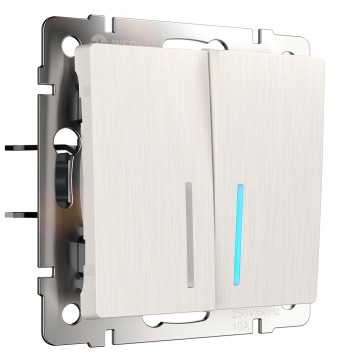 Выключатель 2-клавишный с подсветкой Werkel перламутровый рифленый W1120113