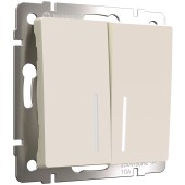 Выключатель 2-клавишный с подсветкой Werkel айвори матовый W1120162