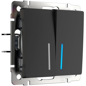 Выключатель 2-клавишный проходной с подсветкой Werkel черный матовый W1122108