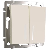 Выключатель 2-клавишный проходной с подсветкой Werkel айвори матовый W1122162