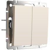 Выключатель 2-клавишный с самовозвратом Werkel айвори матовый W1122462