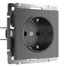 Розетка с заземлением Werkel графит рифленый W1171004
