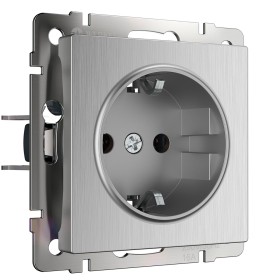 Розетка с заземлением Werkel cеребряный рифленый W1171009