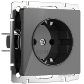 Розетка с заземлением Werkel графит акрил W1171044