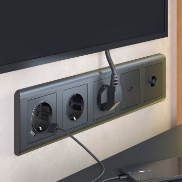 Розетка с заземлением и шторками Werkel графит рифленый W1171104-1