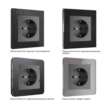 Розетка с заземлением и шторками Werkel графит рифленый W1171104-9