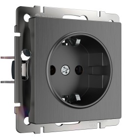 Розетка с заземлением и шторками Werkel графит рифленый W1171104
