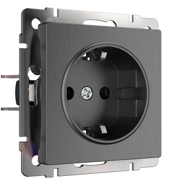 Розетка с заземлением и шторками Werkel графит рифленый W1171104