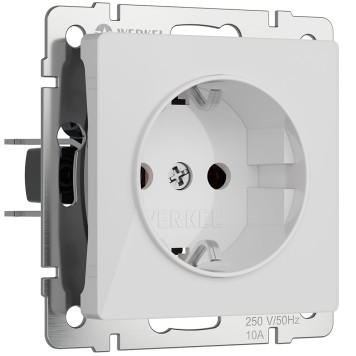 Розетка с заземлением и шторками Werkel белый акрил W1171141
