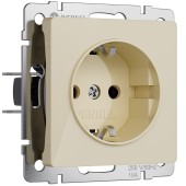 Розетка с заземлением и шторками Werkel айвори акрил W1171143