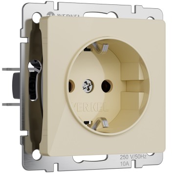 Розетка с заземлением и шторками Werkel айвори акрил W1171143