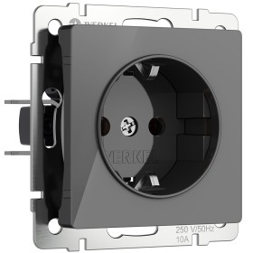 Розетка с заземлением и шторками Werkel графит акрил W1171144