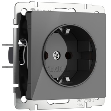Розетка с заземлением и шторками Werkel графит акрил W1171144