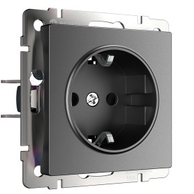Розетка с заземлением и шторками Werkel графит матовый W1171164