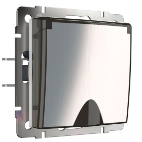 Розетка с заземлением, крышкой и шторками Werkel глянцевый никель W1171202